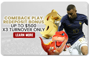 Read more about the article COMEBACK PLAY, REDEPOSIT BONUS UP TO $500 (X3 TURNOVER ONLY)