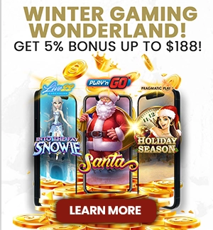 WINTER GAMING WONDERLAND! GET 5% BONUS UP TO $188!