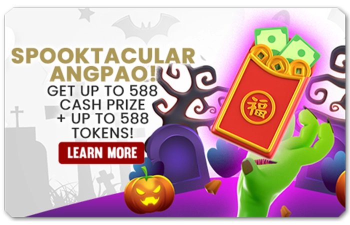 You are currently viewing SPOOKTACULAR ANGPAO! GET UP TO $588 CASH PRIZE + UP TO 588 TOKENS!