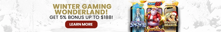 WINTER GAMING WONDERLAND! GET 5% BONUS UP TO $188!